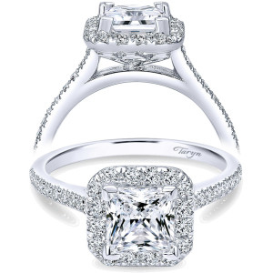Taryn 14k White Gold Princess Cut Halo Engagement Ring TE7266W44JJ