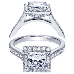 Taryn 14k White Gold Princess Cut Halo Engagement Ring TE7279W44JJ