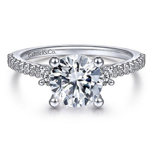 Gabriel 14 Karat Round 3 Stone Engagement Ring ER7296R8W44JJ