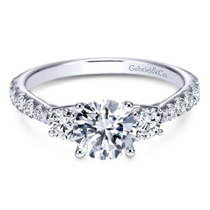 Gabriel - Sandy 14 Karat Round 3 Stones Engagement Ring ER7462W44JJ