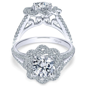 Taryn 14k White Gold Emerald Cut Halo Engagement Ring TE7729W44JJ