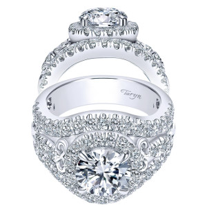 Taryn 18K White Gold Round Halo Engagement Ring TE8450W83JJ