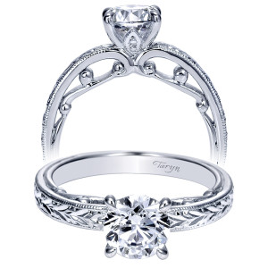 Taryn 14k White Gold Round Straight Engagement Ring TE8693W4JJJ