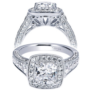Taryn 14k White Gold Cushion Cut Halo Engagement Ring TE8750W44JJ