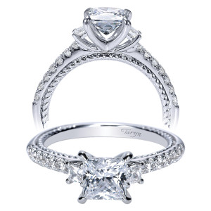 Taryn 14k White Gold Princess Cut 3 Stone Engagement Ring TE8803W44JJ