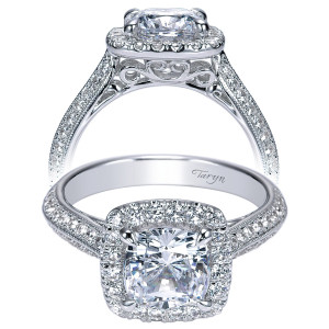 Taryn 14k White Gold Cushion Cut Halo Engagement Ring TE8873W44JJ