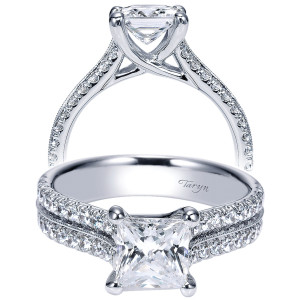 Taryn 14k White Gold Princess Cut Straight Engagement Ring TE8972W44JJ