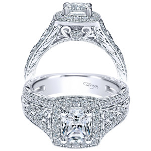 Taryn 14k White Gold Cushion Cut Halo Engagement Ring TE9041W44JJ