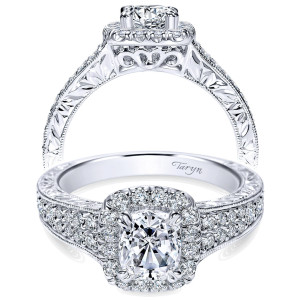 Taryn 14k White Gold Cushion Cut Halo Engagement Ring TE9074W44JJ