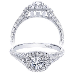 Taryn 14k White Gold Round Halo Engagement Ring TE910096W44JJ