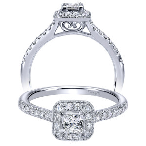 Taryn 14k White Gold Princess Cut Halo Engagement Ring TE910529W44JJ