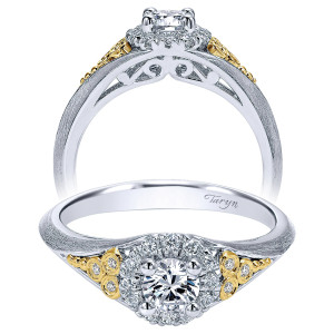 Taryn 14K White/Yellow Round Halo Engagement Ring TE911500R0M44JJ