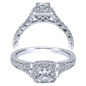 Taryn 14k White Gold Princess Cut Halo Engagement Ring TE911593S1W44JJ