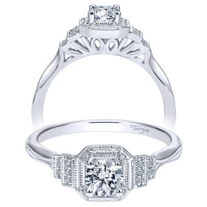 Taryn 14k White Gold Round Halo Engagement Ring TE911715R0W44JJ