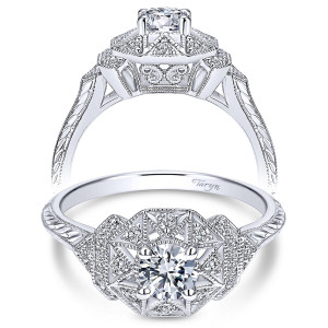Taryn 14k White Gold Round Halo Engagement Ring TE911781R0W44JJ