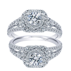 Taryn 14k White Gold Round Double Halo Engagement Ring TE911787R0W44JJ