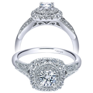 Taryn 14k White Gold Round Double Halo Engagement Ring TE911899R0W44JJ