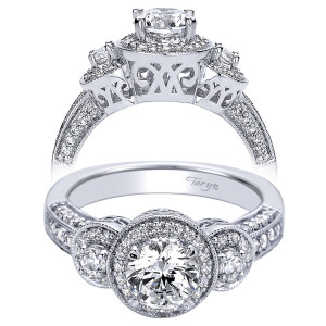 Taryn 14k White Gold Round Halo Engagement Ring TE9270W44JJ