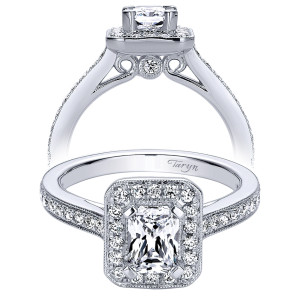 Taryn 14k White Gold Emerald Cut Halo Engagement Ring TE9334W44JJ