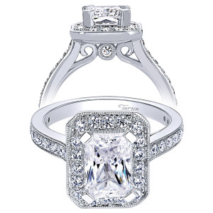 Taryn 14k White Gold Emerald Cut Halo Engagement Ring TE9335W44JJ