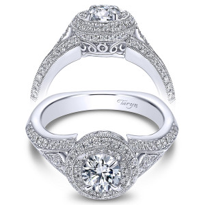 Taryn 14k White Gold Round Double Halo Engagement Ring TE96117W44JJ