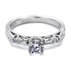 Tacori Platinum Hand Engraved Engagement Ring HT2222