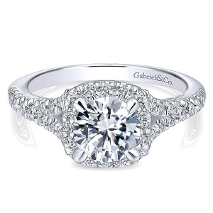 Gabriel 14 Karat Round Halo Engagement Ring ER12623R4W44JJ