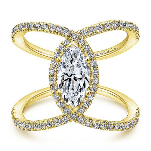 Gabriel 14 Karat Marquise Halo Engagement Ring ER12644M4Y44JJ