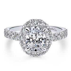 Gabriel Platinum Oval Halo Engagement Ring ER12647O4PT4JJ