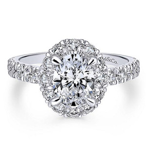Gabriel 14 Karat Oval Halo Engagement Ring ER12647O4W44JJ