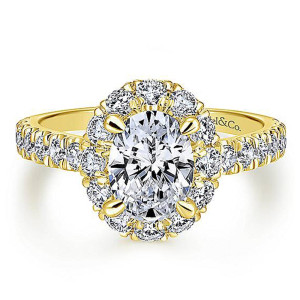 Gabriel 14 Karat Oval Halo Engagement Ring ER12647O4Y44JJ
