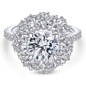 Gabriel 14 Karat Round Halo Engagement Ring ER13958R6W44JJ