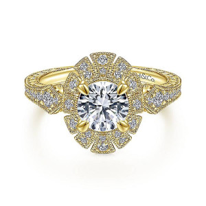 Gabriel 14 Karat Round Halo Engagement Ring ER14445R4Y44JJ