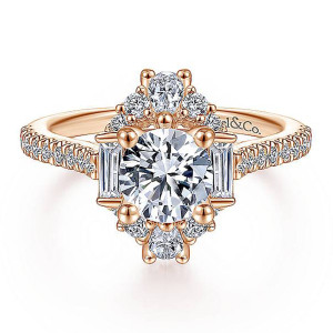 Gabriel 14 Karat Round Halo Engagement Ring ER14508R4K44JJ