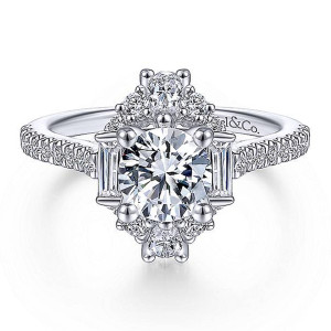 Gabriel 14 Karat Round Halo Engagement Ring ER14508R4W44JJ