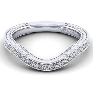 Gabriel 14 Karat White Gold Curved Wedding Band WB12581R4W44JJ