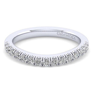 Gabriel 14 Karat White Gold Curved Wedding Band WB12623R4VW44JJ