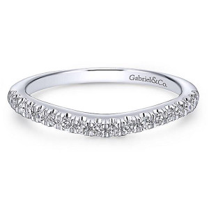 Gabriel 14 Karat White Gold Curved Wedding Band WB12623R4W44JJ