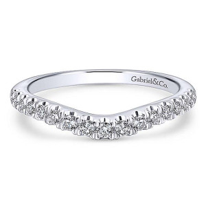 Gabriel 14 Karat White Gold Curved Wedding Band WB12835C4W44JJ