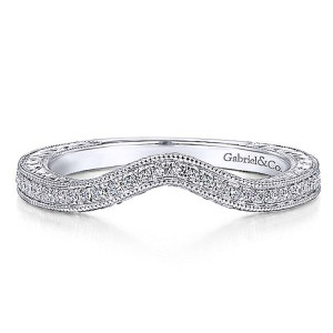 Gabriel 14 Karat White Gold Curved Wedding Band WB14444R4W44JJ