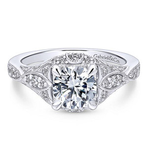 Gabriel 18 Karat Round Halo Engagement Ring ER12580R4W84JJ