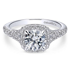 Gabriel 18 Karat Round Halo Engagement Ring ER12623R4W84JJ