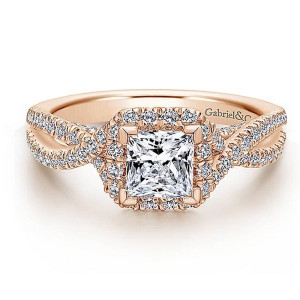 Gabriel 14 Karat Princess Cut Halo Engagement Ring ER12600S3K44JJ