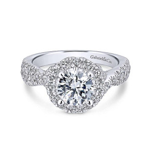 Gabriel 14 Karat Round Halo Engagement Ring ER12822R4W44JJ