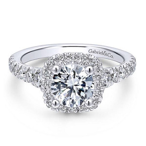 Gabriel 14 Karat Round Halo Engagement Ring ER12761R4W44JJ
