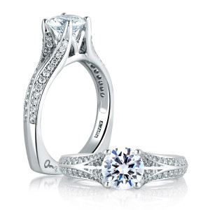 A Jaffe 14 Karat Signature Engagement Ring MES302