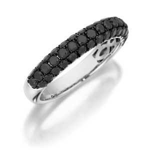 Henri Daussi R3-4 Triple Row Pave Band of Black Diamonds