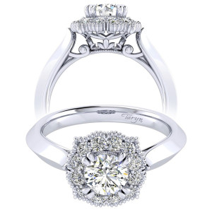 Taryn 14k White Gold Round Perfect Match Engagement Ring TE001B3ACW44JJ