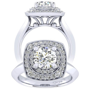 Taryn 14k White Gold Round Perfect Match Engagement Ring TE001C6AFW44JJ
