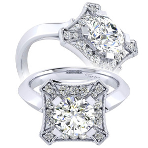Taryn 14k White Gold Round Perfect Match Engagement Ring TE001C8AEW44JJ